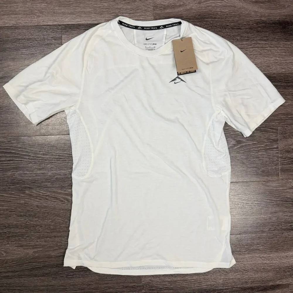 Nike Trail Dri-Fit Solar Chase Running Shirt White Men's Small HJ3580-133